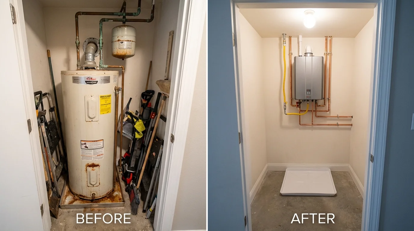 Tank water heater versus wall-mounted tankless unit comparison for Jacksonville, AL homeowners